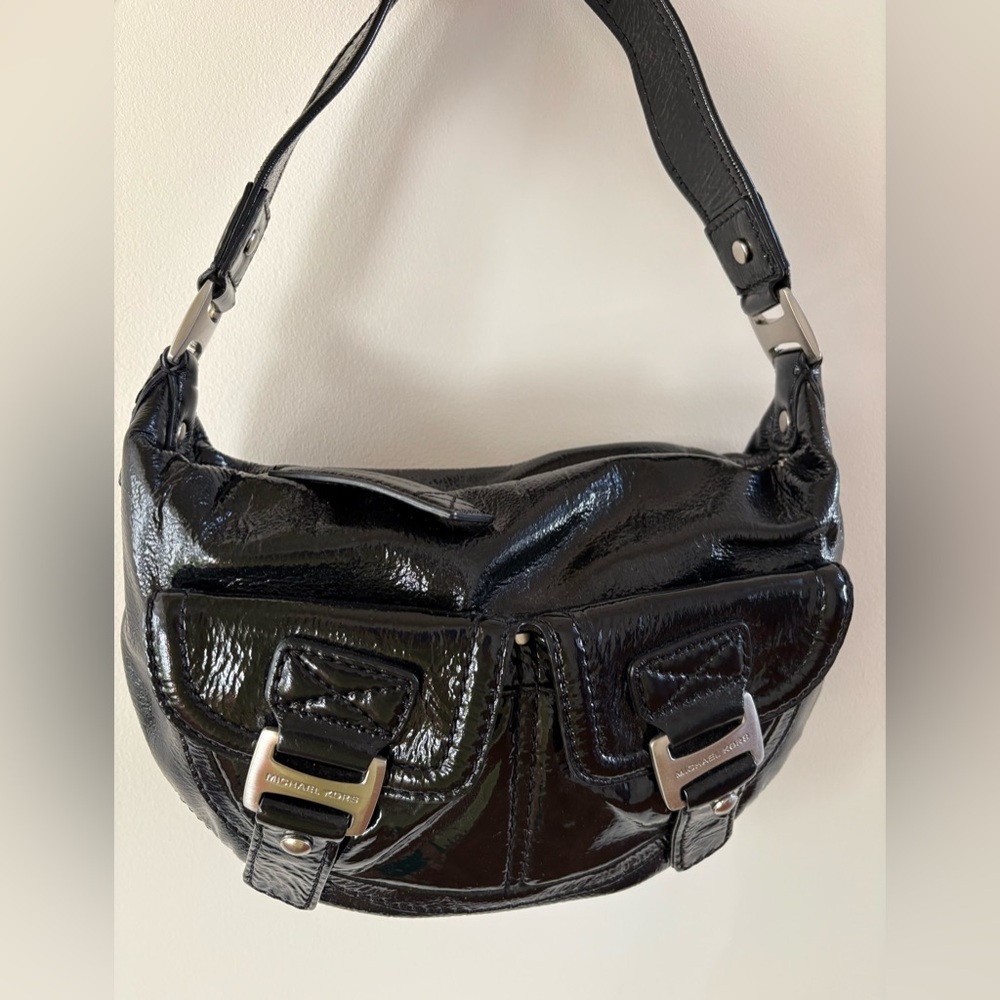 Michael Kors Vintage Black Patent Leather Shoulder Bag
